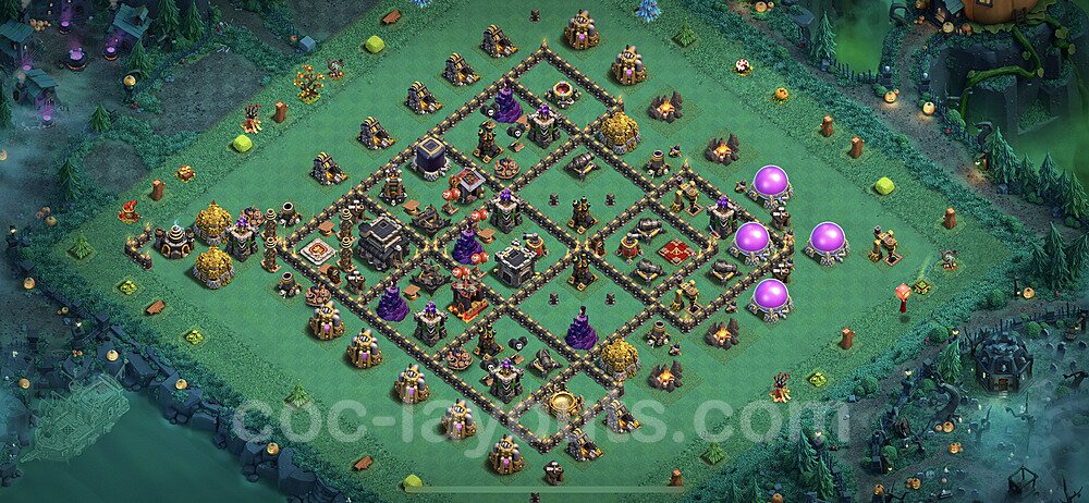TH9 Trophy Base Plan with Link, Copy Town Hall 9 Base Design 2023, #168