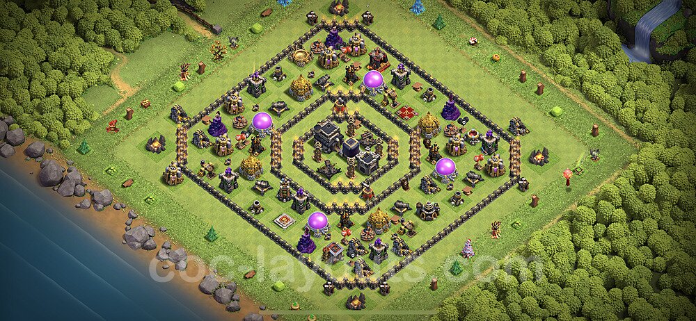 Full Upgrade TH9 Base Plan with Link, Anti 2 Stars, Anti Air / Dragon, Copy Town Hall 9 Max Levels Design, #182