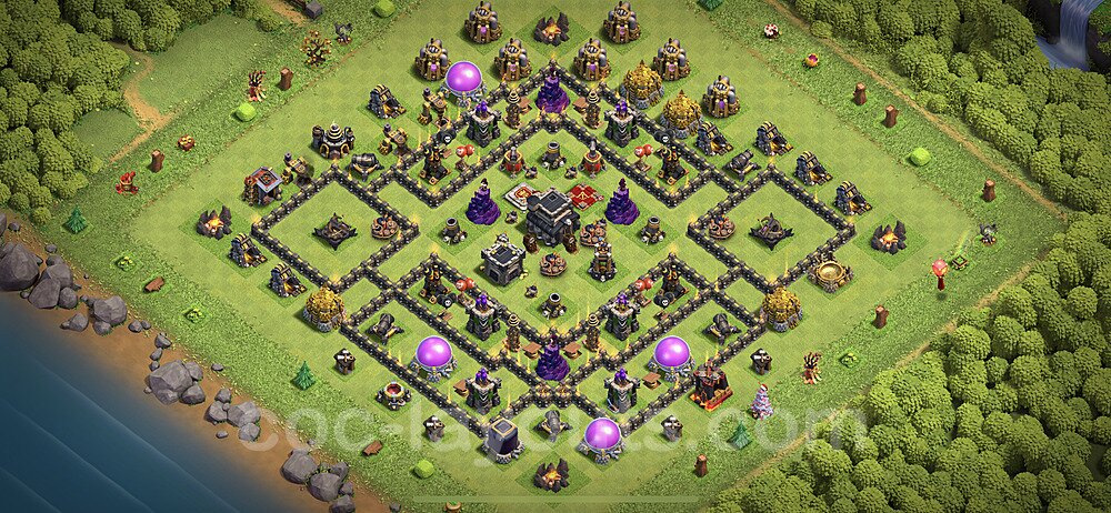 Top TH9 Unbeatable Anti Loot Base Plan with Link, Anti Everything, Copy Town Hall 9 Base Design 2023, #183