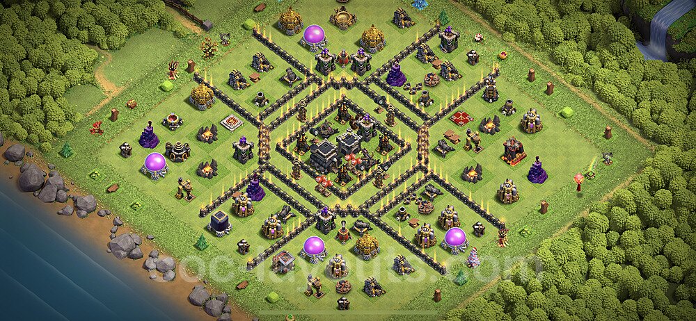 Anti Everything TH9 Base Plan with Link, Copy Town Hall 9 Design, #185