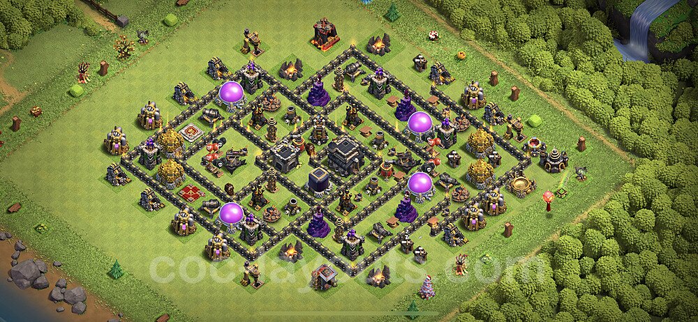 TH9 Anti 3 Stars Base Plan with Link, Anti Everything, Copy Town Hall 9 Base Design 2021, #193