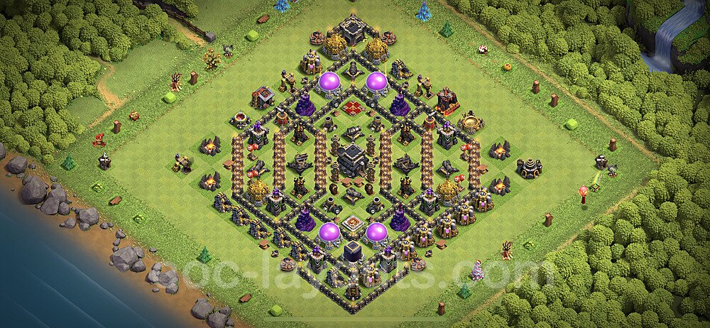 TH9 Anti 3 Stars Base Plan with Link, Anti Everything, Copy Town Hall 9 Base Design 2021, #195