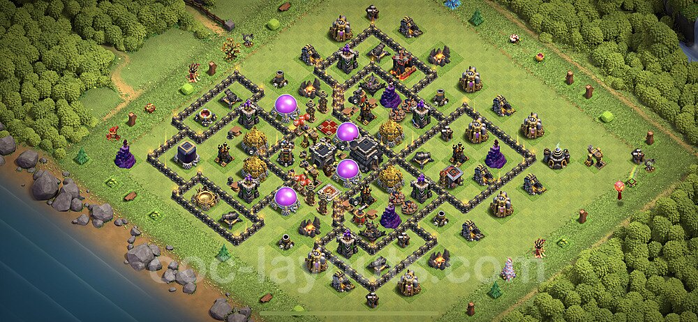TH9 Anti 3 Stars Base Plan with Link, Anti Everything, Copy Town Hall 9 Base Design 2023, #196