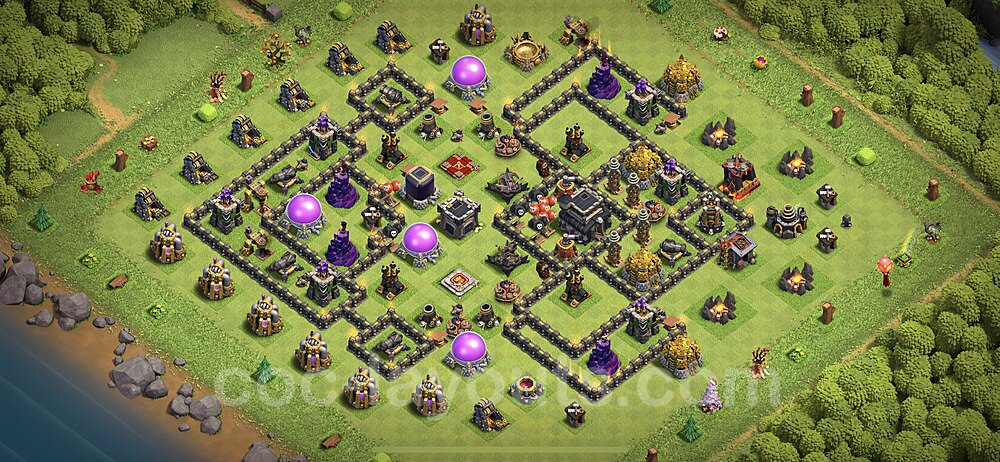 Full Upgrade TH9 Base Plan with Link, Anti Everything, Copy Town Hall 9 Max Levels Design 2021, #198