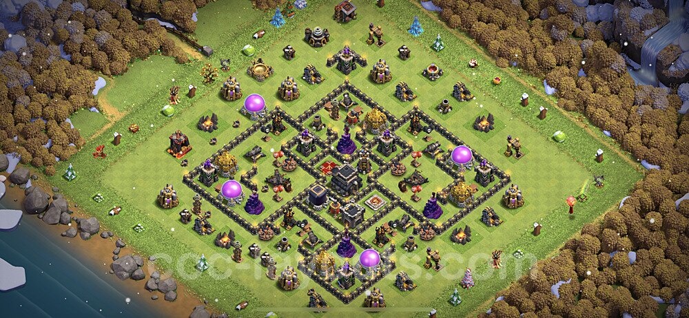 TH9 Anti 3 Stars Base Plan with Link, Anti Everything, Copy Town Hall 9 Base Design 2021, #204