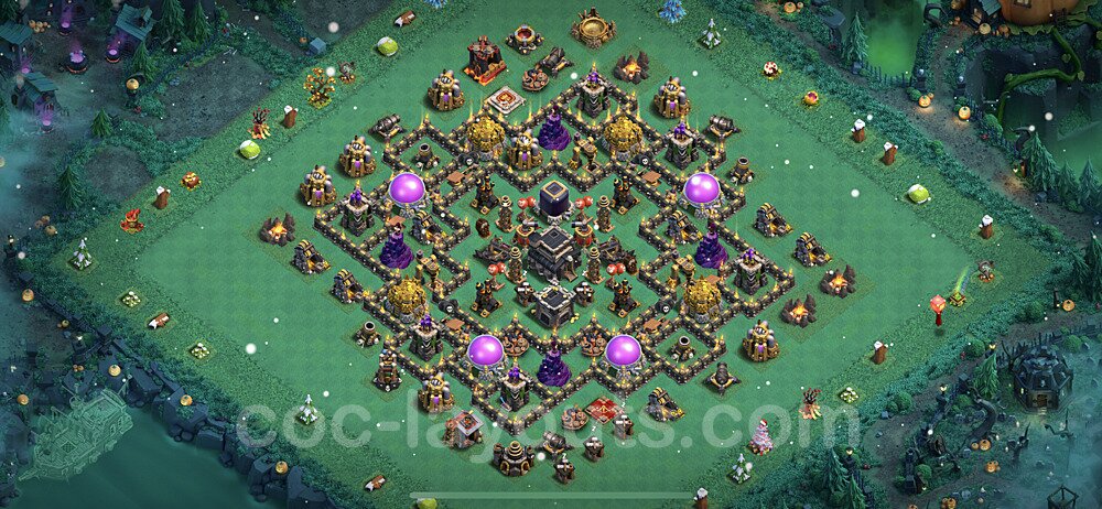 Anti Everything TH9 Base Plan with Link, Hybrid, Copy Town Hall 9 Design 2022, #206