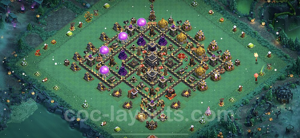 Anti Everything TH9 Base Plan with Link, Hybrid, Copy Town Hall 9 Design 2023, #217