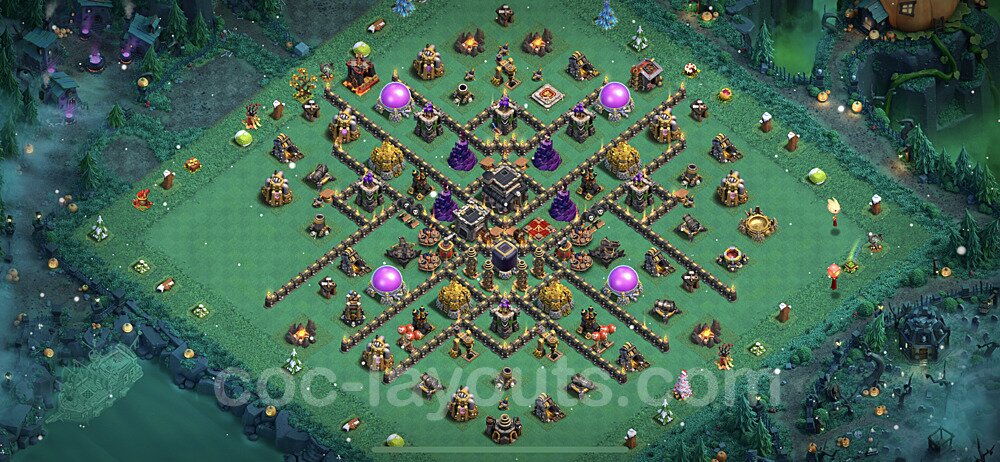 Anti Everything TH9 Base Plan with Link, Hybrid, Copy Town Hall 9 Design 2023, #225