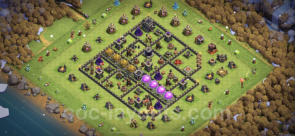 Anti Everything TH9 Base Plan with Link, Hybrid, Copy Town Hall 9 Design 2023, #226