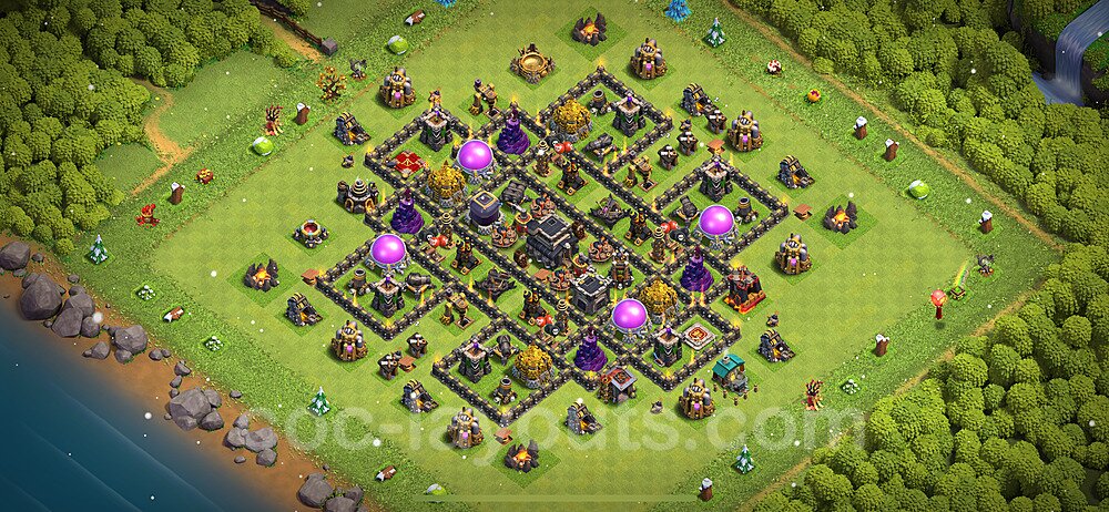 TH9 Anti 3 Stars Base Plan with Link, Anti Everything, Copy Town Hall 9 Base Design 2024, #240