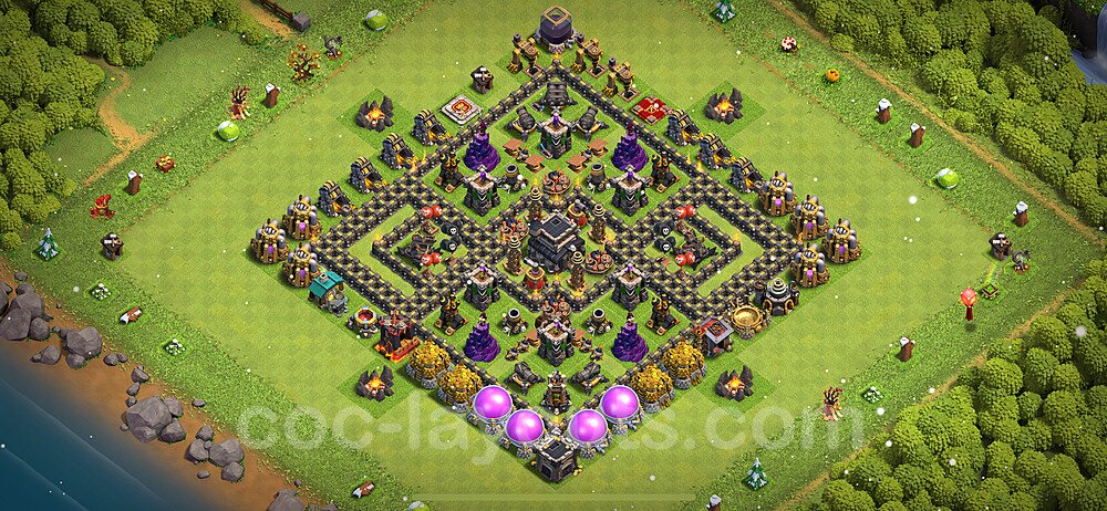 TH9 Trophy Base Plan with Link, Copy Town Hall 9 Base Design 2024, #246