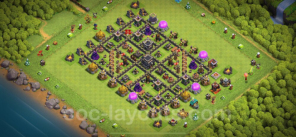 TH9 Trophy Base Plan with Link, Copy Town Hall 9 Base Design 2024, #249