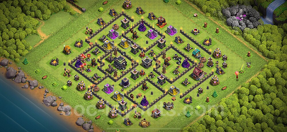 Die Anti 3 Sterne Base RH9 + Link 2025 - COC Rathaus 9 Kopieren Base - #251
