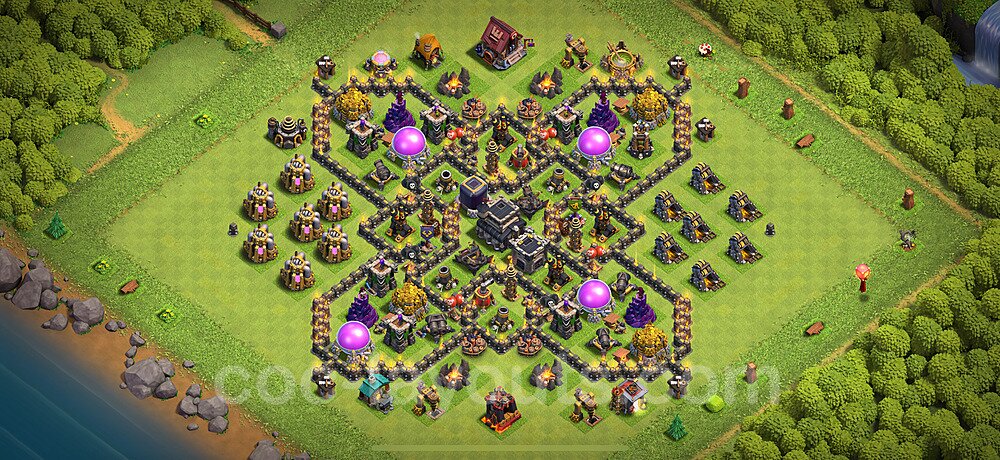 Diseño de aldea Anti 3 Estrellas Ayuntamiento 9 Copiar - COC TH9 Perfecta Distribucion 2025 + Enlace - #253