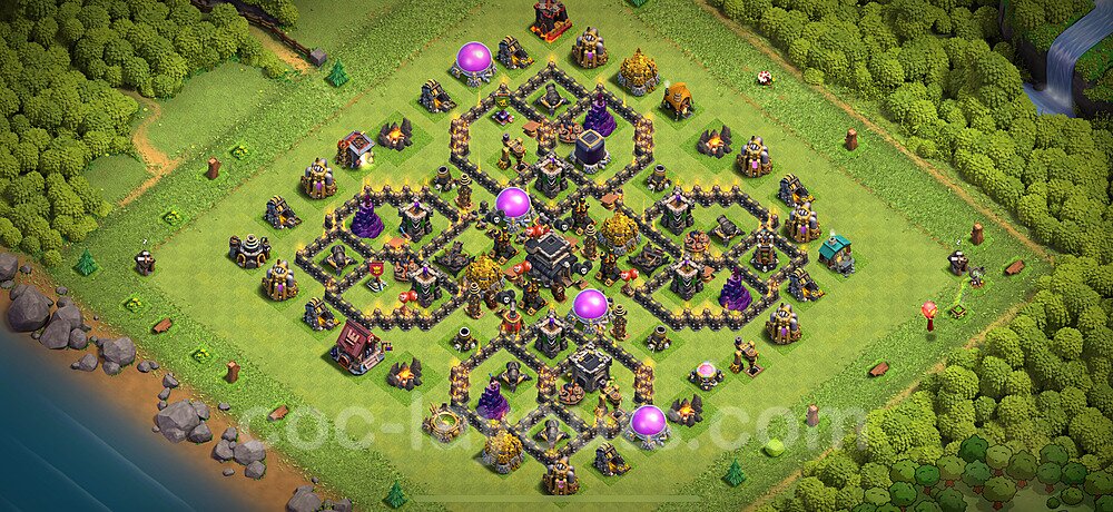 Gute Base für Verteidigung RH9 + Link 2025 -  COC Rathaus 9 Kopieren Base - #254