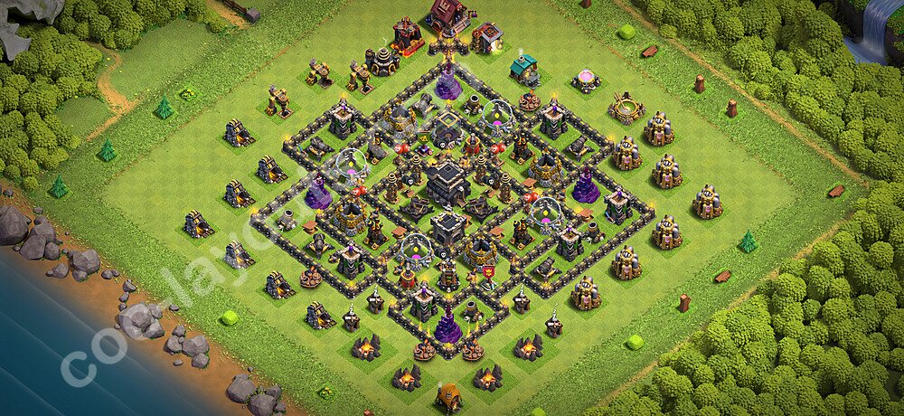 TH9 Anti 3 Stars Base Plan with Link, Copy Town Hall 9 Base Design 2026, #258
