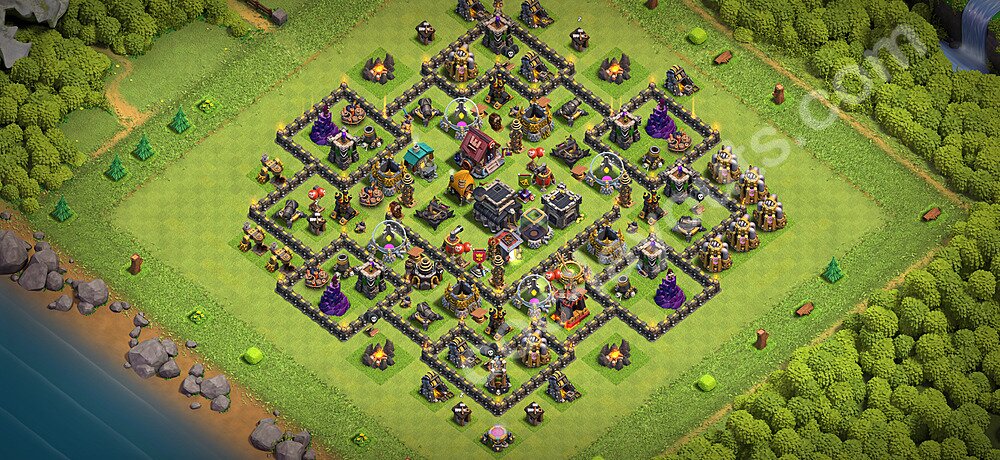 TH9 Anti 3 Stars Base Plan with Link, Copy Town Hall 9 Base Design 2026, #259