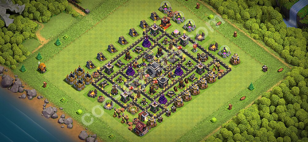 TH9 Anti 2 Stars Base Plan with Link, Copy Town Hall 9 Base Design 2026, #260