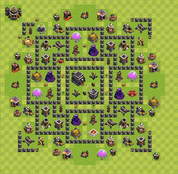 TH9 Trophy Base Plan, Town Hall 9 Base Design, #43