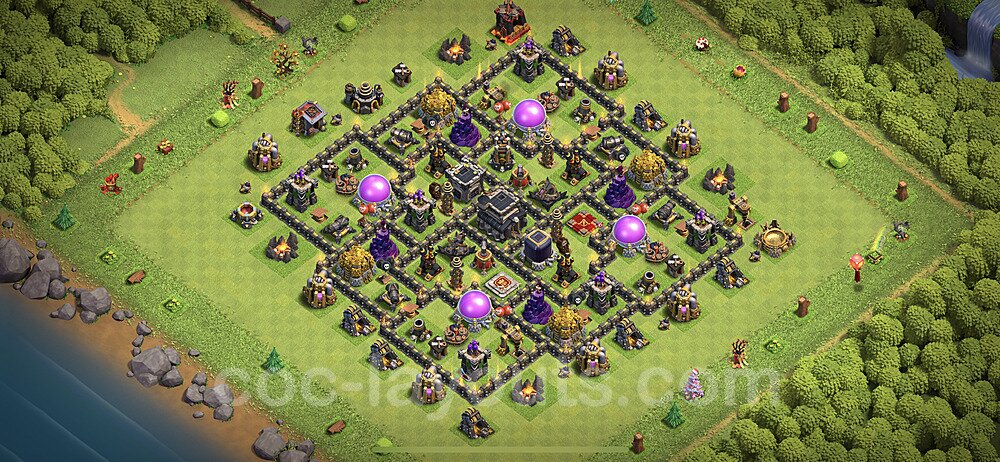 Top TH9 Unbeatable Anti Loot Base Plan with Link, Copy Town Hall 9 Base Design 2020, #79