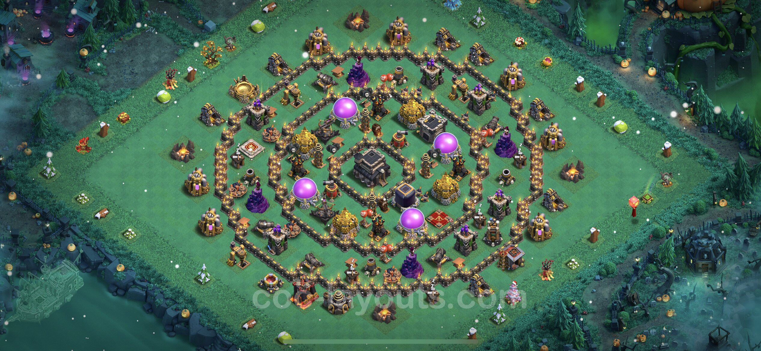 Farming Base TH9 with Link, Hybrid Clash of Clans 2023 Town Hall