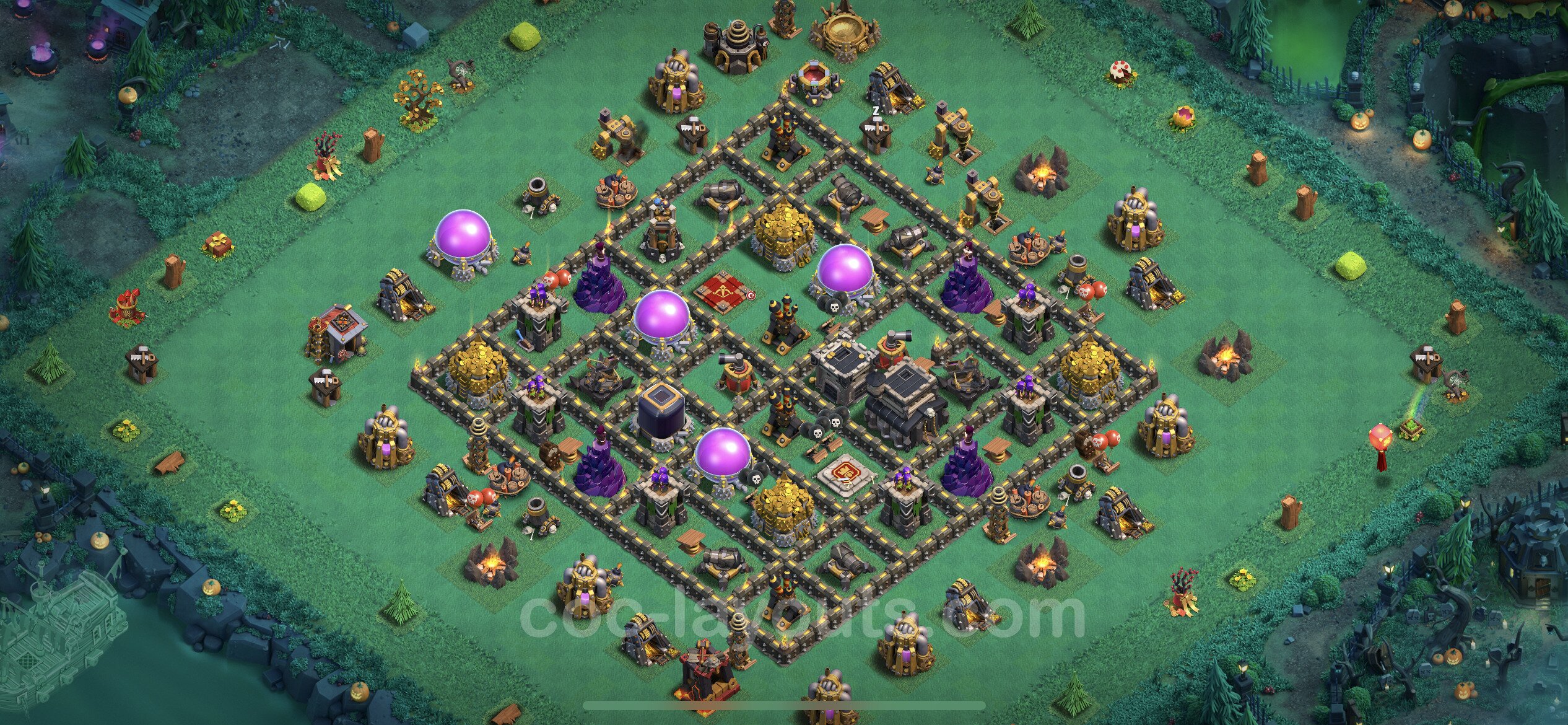 Farming Base TH9 Max Levels with Link, Anti Everything, Hybrid - plan / lay...