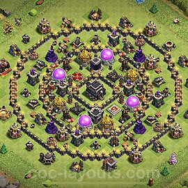 Base plan TH9 Max Levels with Link, Hybrid, Anti Air / Dragon for Farming, #193