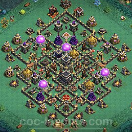 Base plan TH9 (design / layout) with Link, Anti 3 Stars, Hybrid for Farming, #194