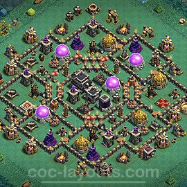 Base plan TH9 (design / layout) with Link, Anti 2 Stars, Hybrid for Farming, #195