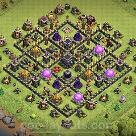 Base plan TH9 (design / layout) with Link, Hybrid, Anti Everything for Farming, #197