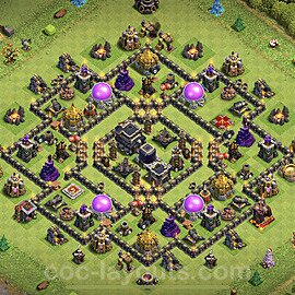 Base plan TH9 Max Levels with Link, Anti Everything, Hybrid for Farming 2023, #203