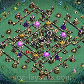Base plan TH9 Max Levels with Link, Hybrid, Anti Everything for Farming, #209