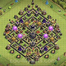 Base plan TH9 Max Levels with Link, Hybrid, Anti Everything for Farming, #212