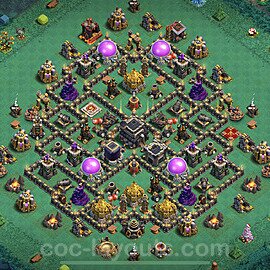 Base plan TH9 Max Levels with Link, Anti Air / Dragon, Anti 3 Stars for Farming, #215