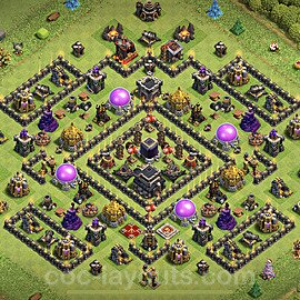 Base plan TH9 (design / layout) with Link, Hybrid, Anti 3 Stars for Farming, #216