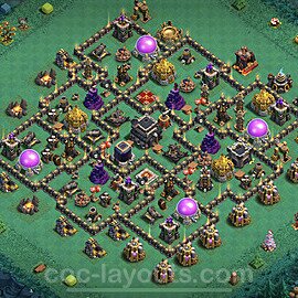 Base plan TH9 Max Levels with Link, Anti Everything, Hybrid for Farming 2023, #217