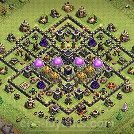 Base plan TH9 (design / layout) with Link, Anti Everything, Hybrid for Farming 2023, #218