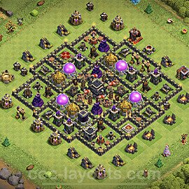 Base plan TH9 Max Levels with Link, Anti Everything for Farming 2021, #220