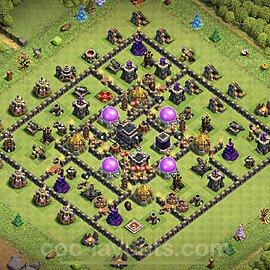 Base plan TH9 Max Levels with Link, Hybrid, Anti Everything for Farming, #226