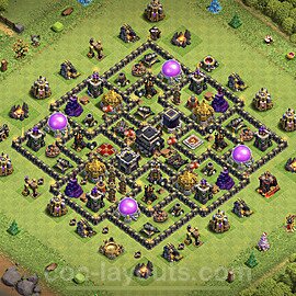 Base plan TH9 (design / layout) with Link, Anti Everything, Hybrid for Farming, #228