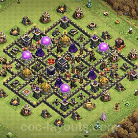Base plan TH9 Max Levels with Link, Anti 3 Stars for Farming 2023, #233