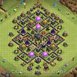 Diseño de aldea para farming - Copiar, Anti Aire / Dragón Ayuntamiento 9 al Maximo - Full COC TH9 Perfecta Distribucion 2023 + Enlace - #239