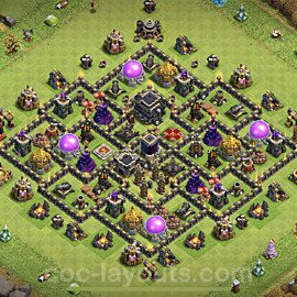 Base plan TH9 (design / layout) with Link, Anti 3 Stars, Anti Everything for Farming 2023, #241