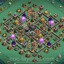 Base plan TH9 (design / layout) with Link, Anti 2 Stars, Hybrid for Farming 2022, #252