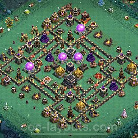 Base plan TH9 (design / layout) with Link, Anti 3 Stars, Hybrid for Farming 2022, #257