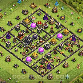 Base plan TH9 (design / layout) with Link, Anti 3 Stars, Hybrid for Farming 2023, #263