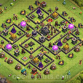 Base plan TH9 (design / layout) with Link, Anti 3 Stars, Hybrid for Farming 2023, #265