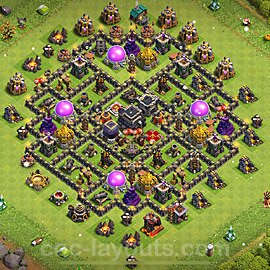 Base plan TH9 (design / layout) with Link, Anti 2 Stars, Anti Everything for Farming 2023, #267