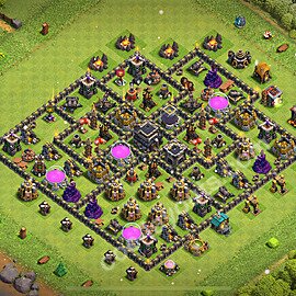 Base plan TH9 (design / layout) with Link, Anti 3 Stars for Farming 2025, #268