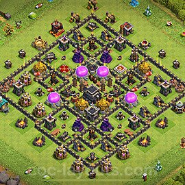 Base plan TH9 Max Levels with Link, Hybrid for Farming 2024, #269